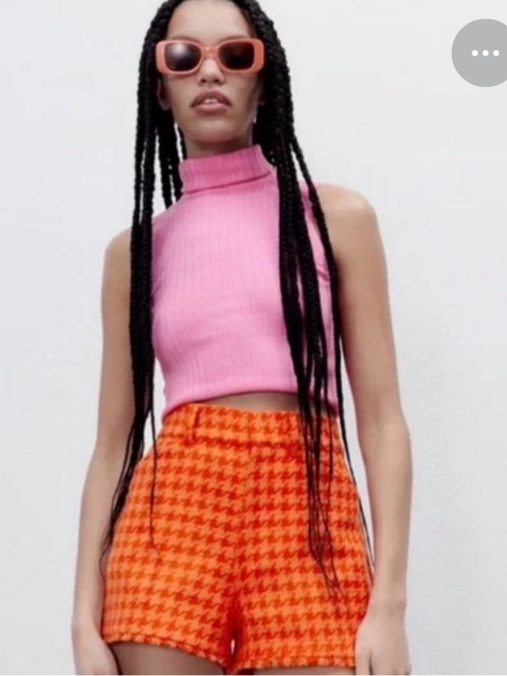 Zara orange and pink Houndstooth Shorts